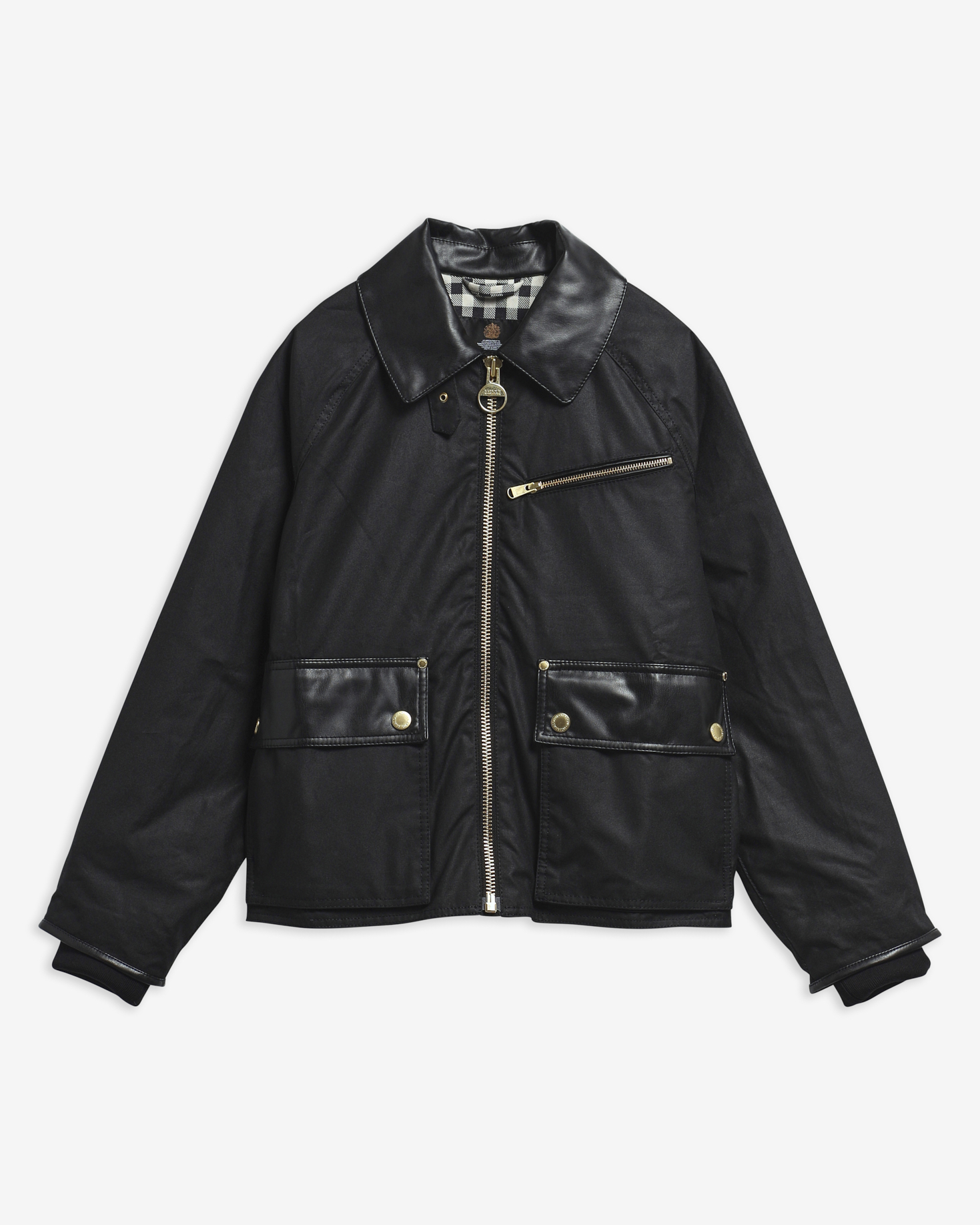 B.Intl Wachsjacke Donnington Black/Northumberland Check