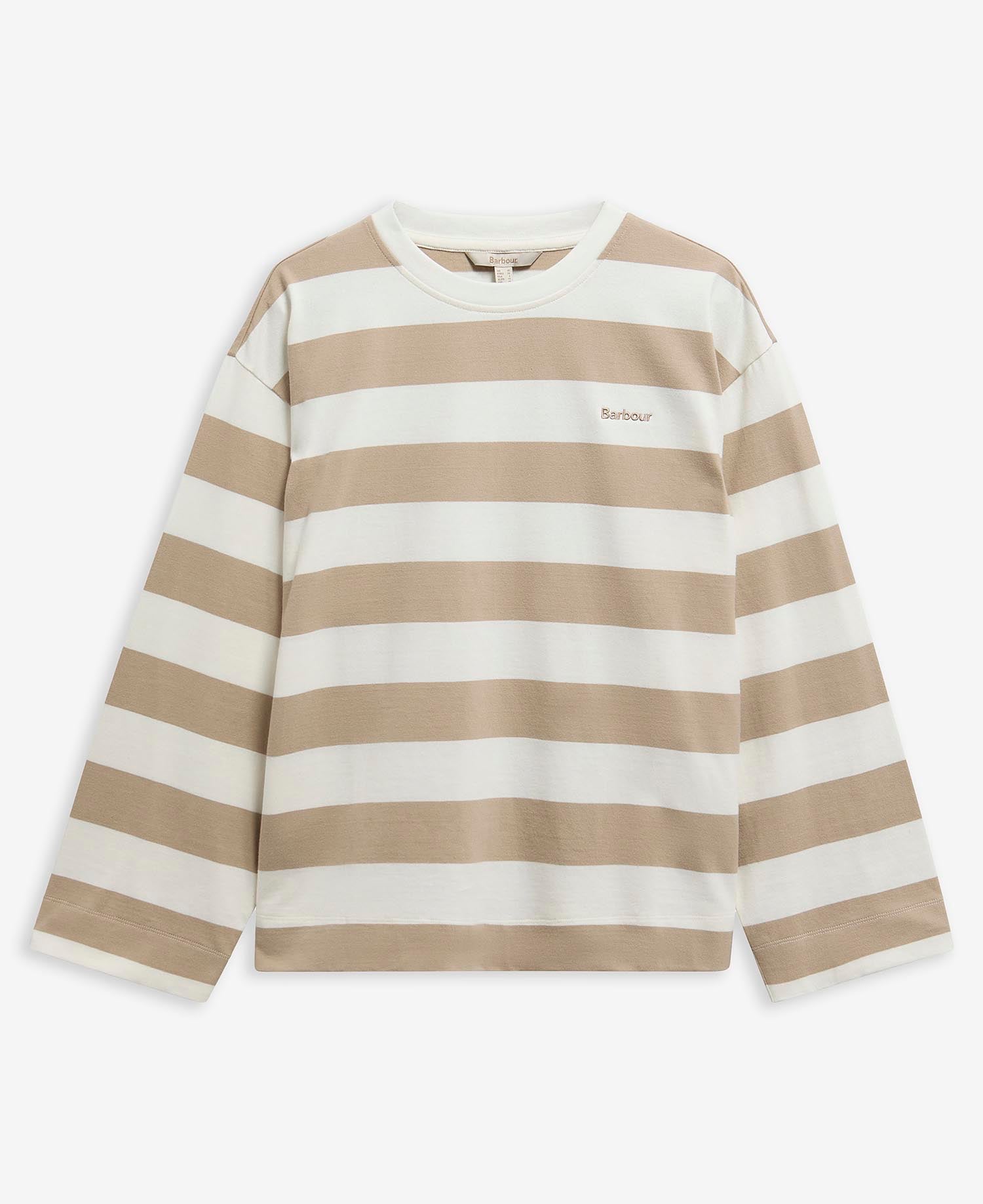 T-shirt a maniche lunghe Cartmel con motivo a righe Cloud/Light Sand Stripe