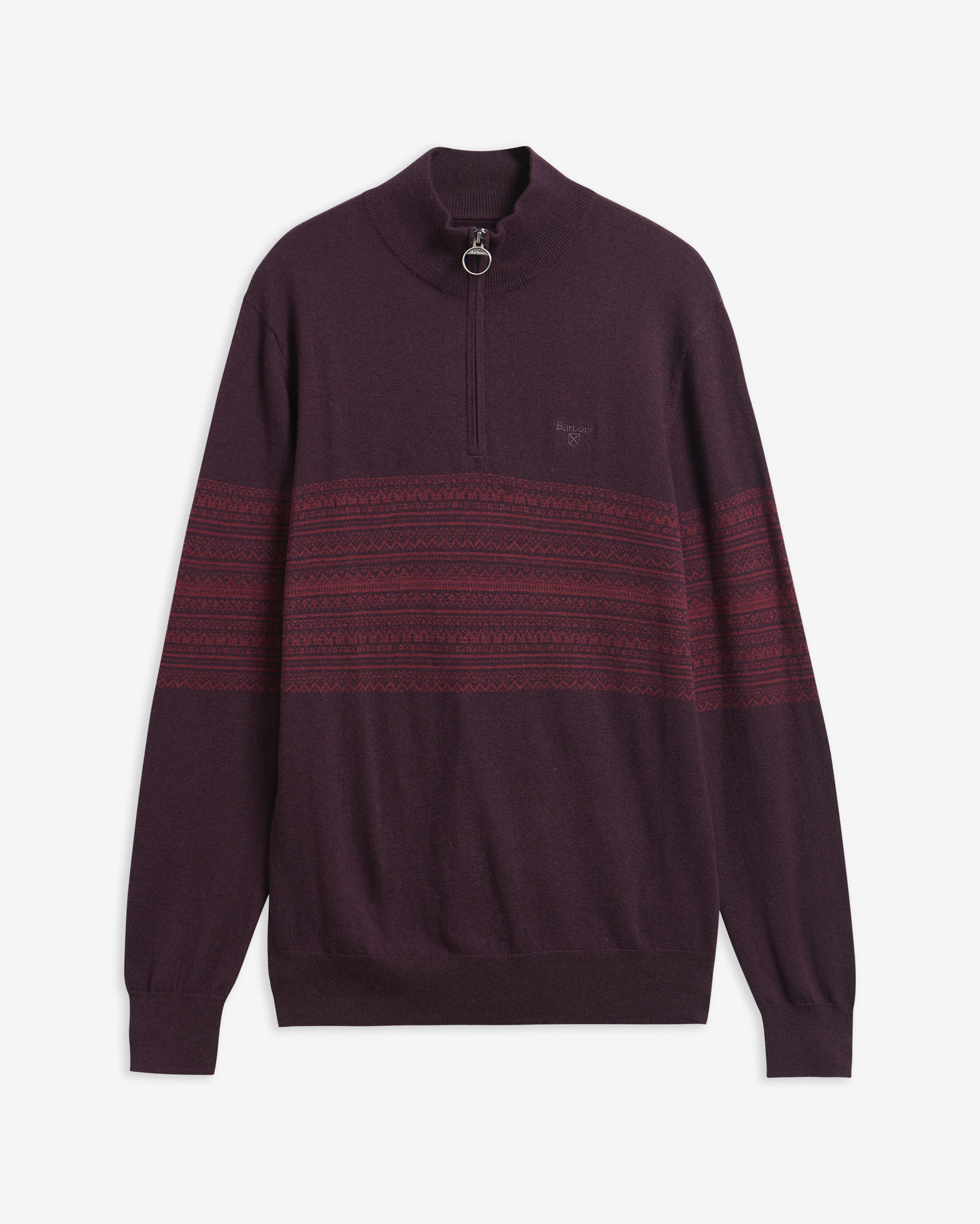 Millwood Fair Isle Half-Zip Jumper Burgundy