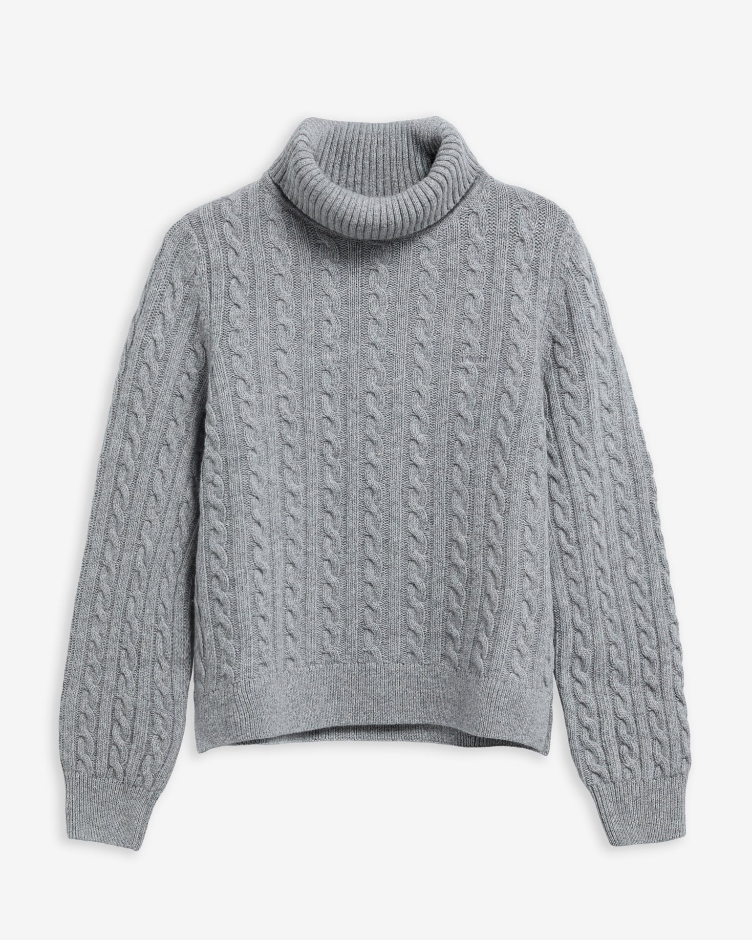 Ambleside Cable-Knit Rollneck Jumper Grey Marl