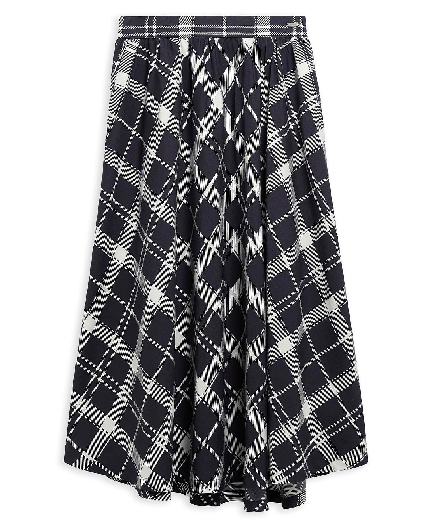 Baiton Tartan Midi Skirt Dark Navy/White Check