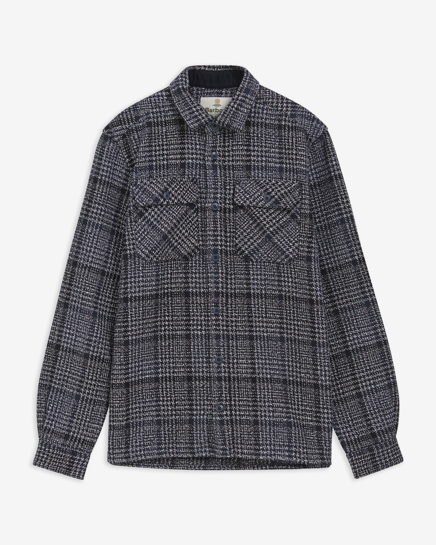 Barbour Hemd Millom Houndstooth Relaxed Fit Grey Marl