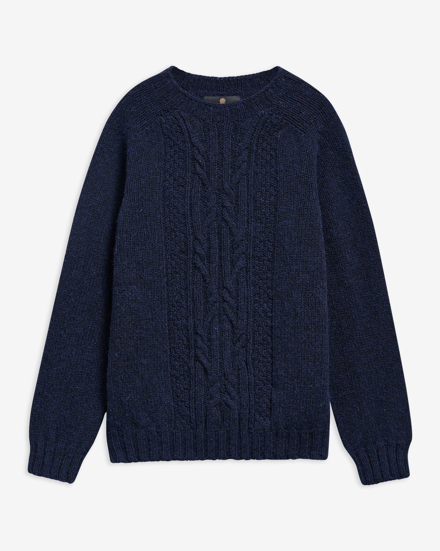 Scottish Made Natural Yarn Cable Knit Jumper Navy