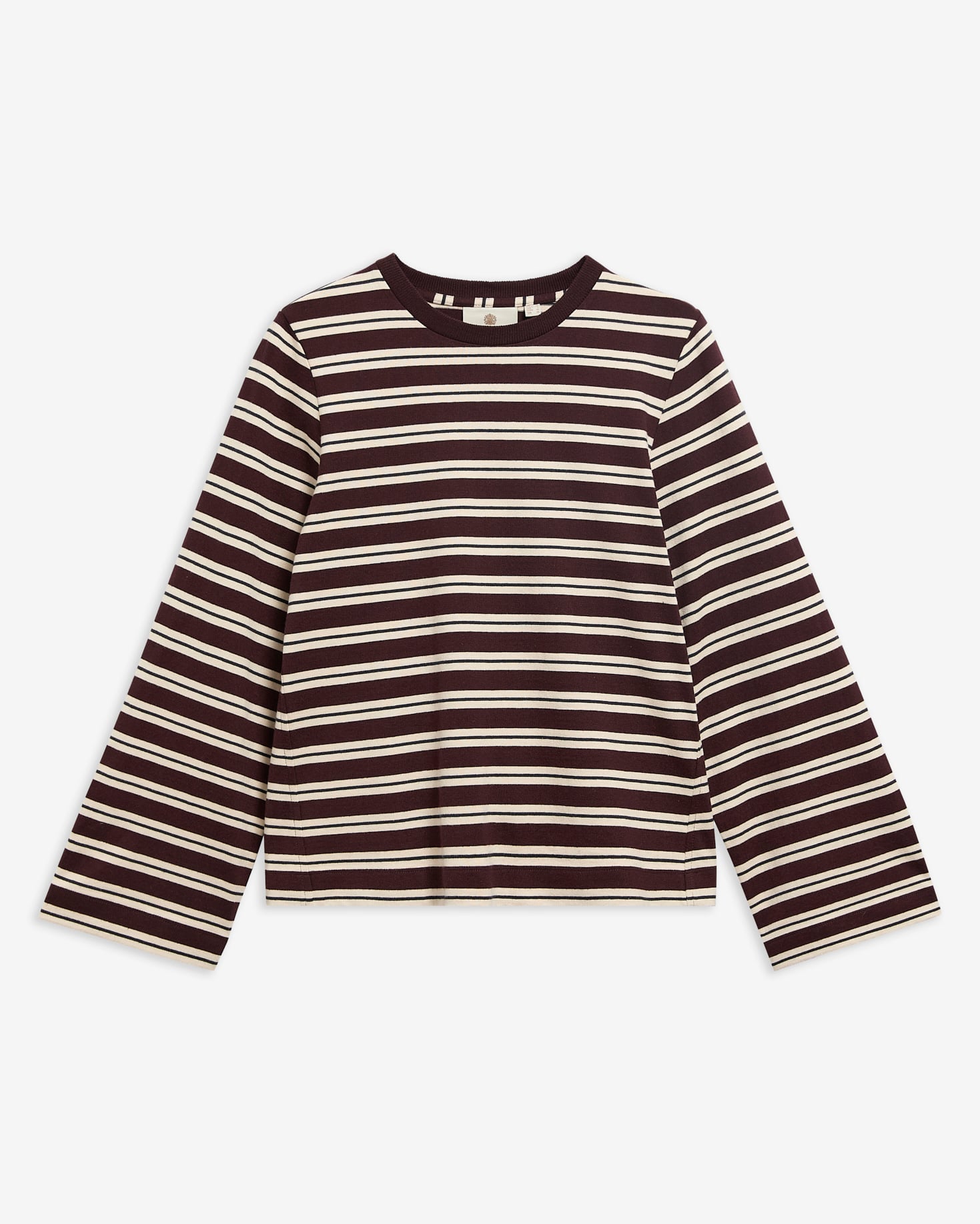 T-shirt a maniche lunghe Maplewood con motivo a righe Fig/Birch