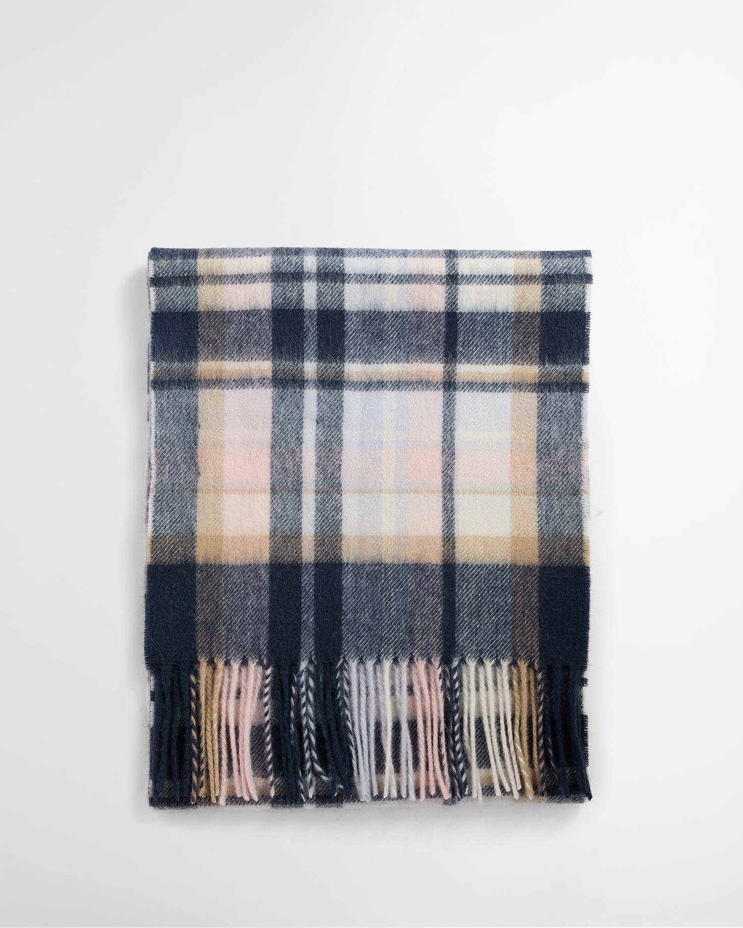 Schal Vintage Winter Plaid Blush Pink/Navy