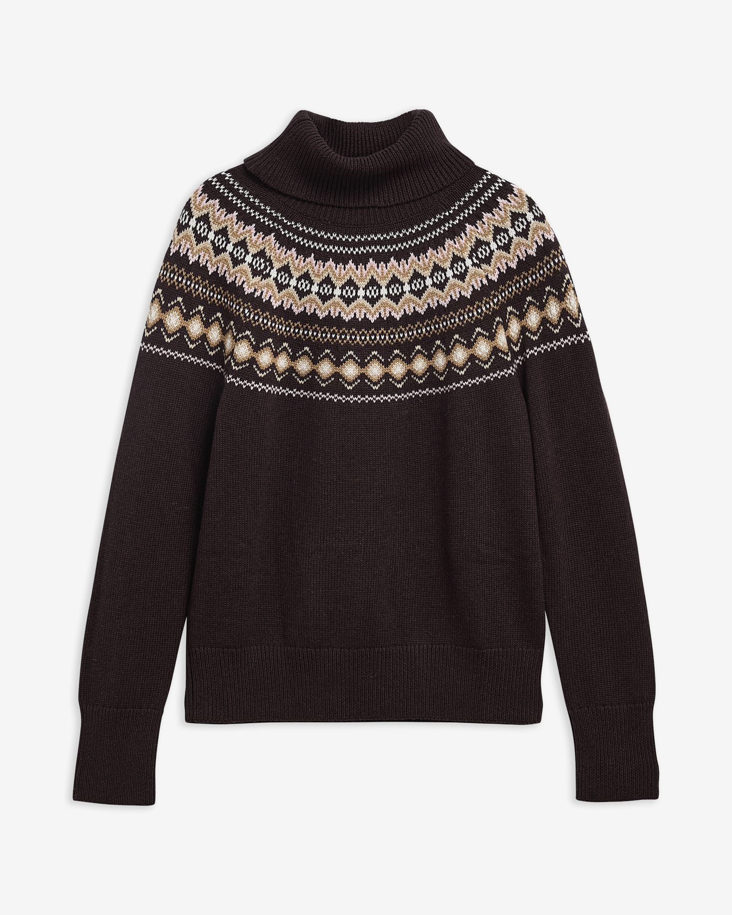 Barbour Rollkragenpullover Darwen Fair Isle Seal Brown