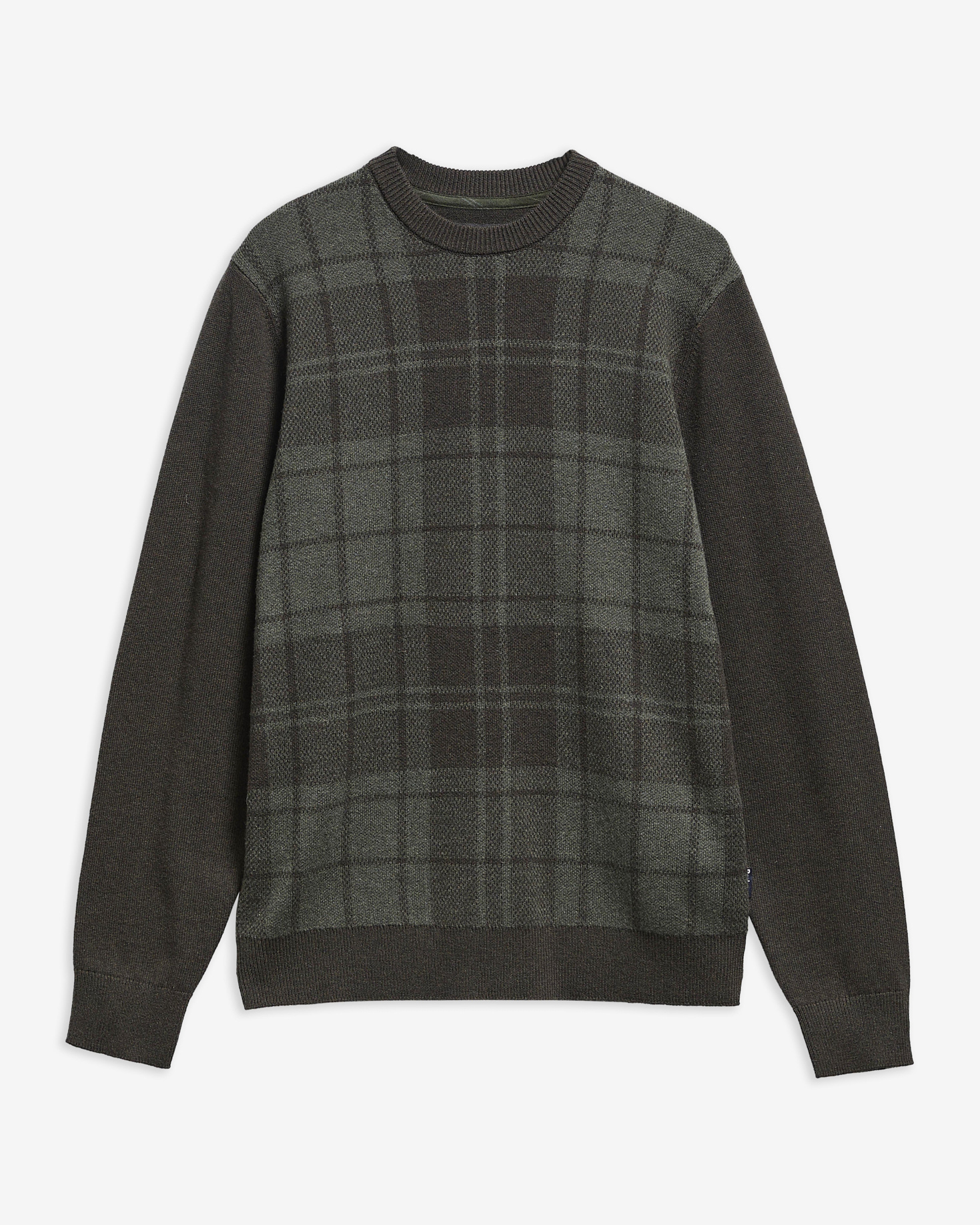 Mineral Tartan Crew Neck Jumper Pine