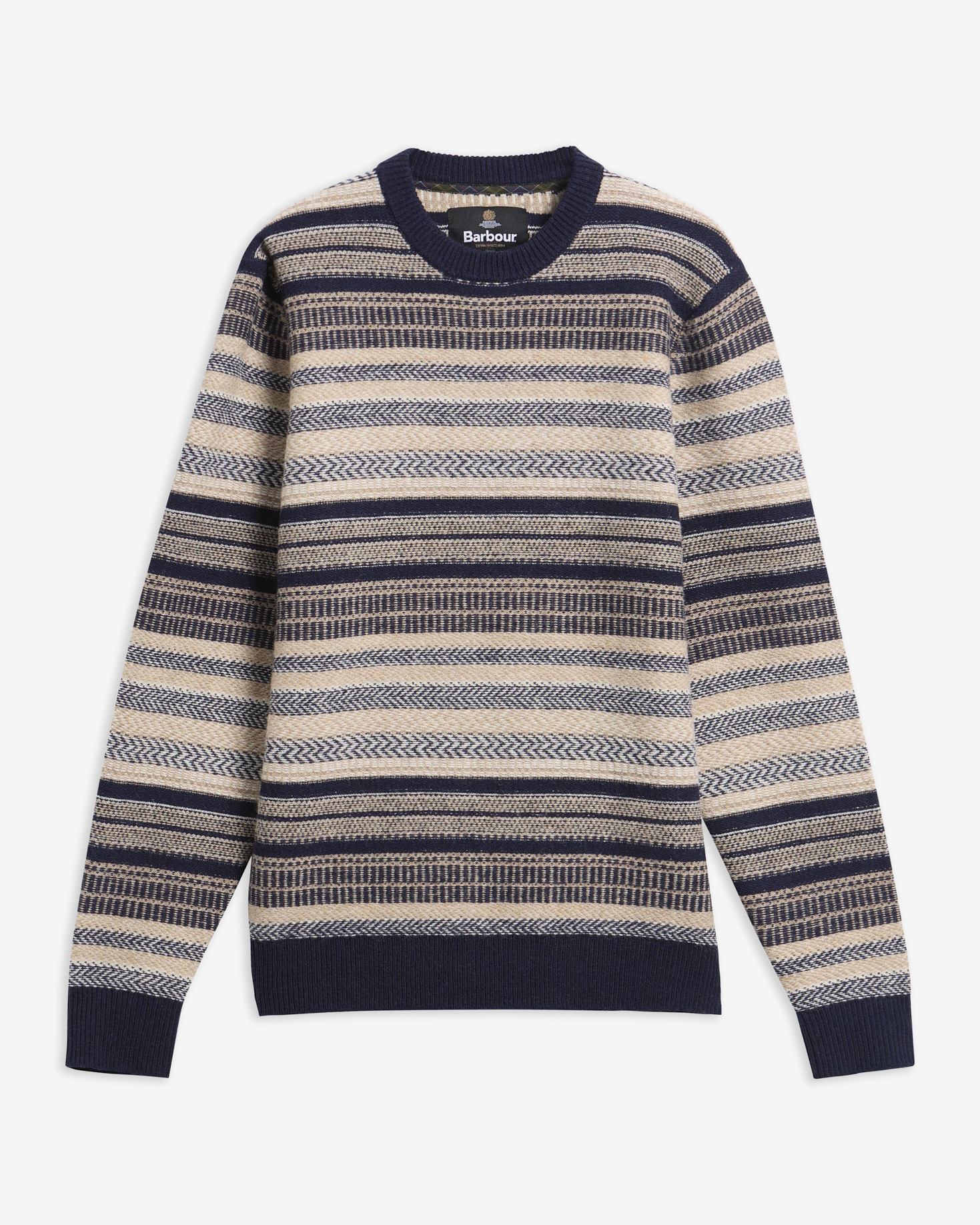 Barbour Pullover Highsted Fair Isle Rundhalsausschnitt Navy