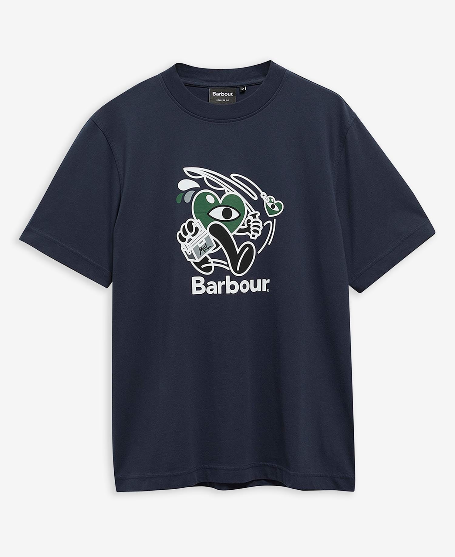 T-shirt Gone Fishing con vestibilit&agrave; comoda Barbour x Mul Navy