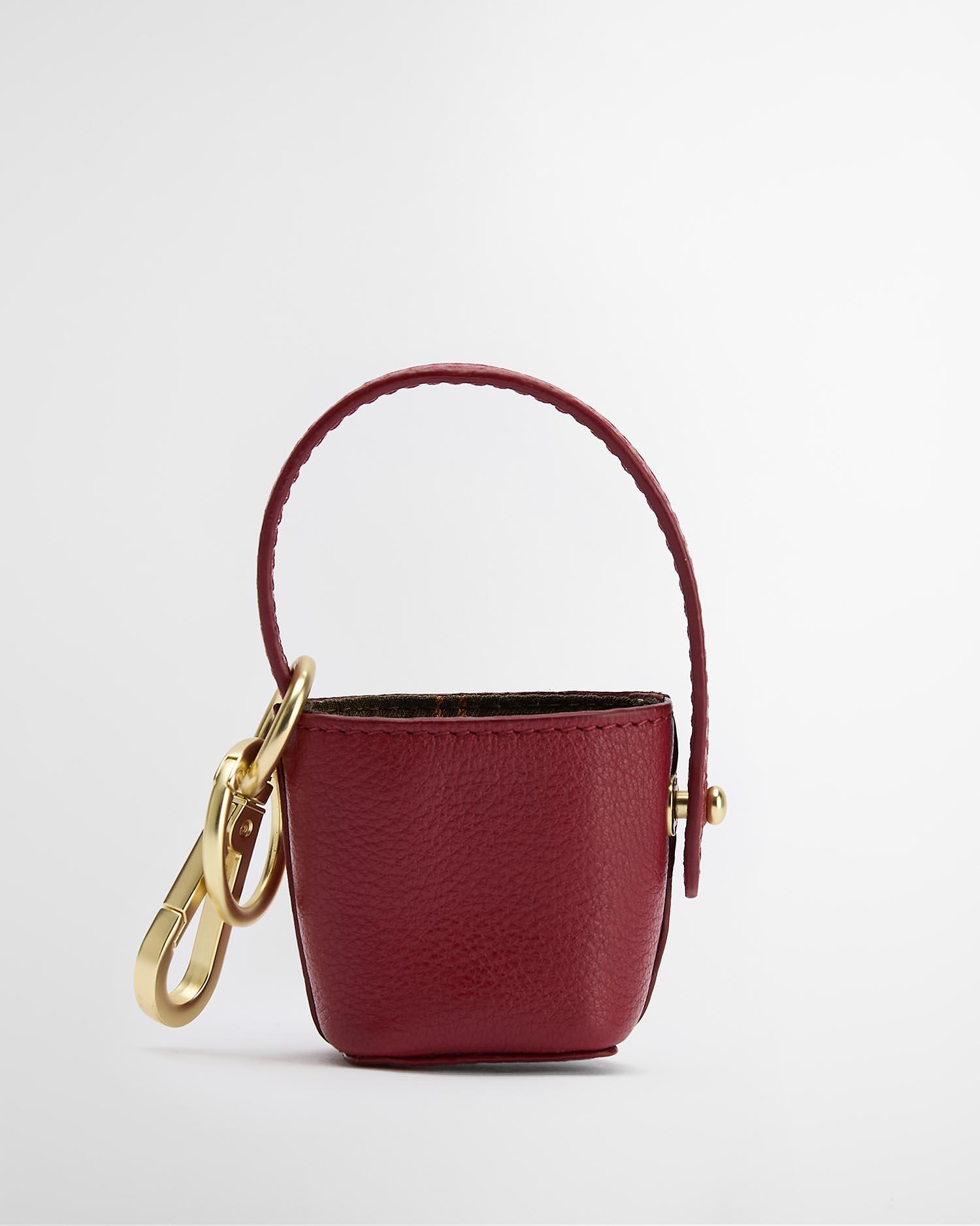 Leather Bucket Bag Charm Red