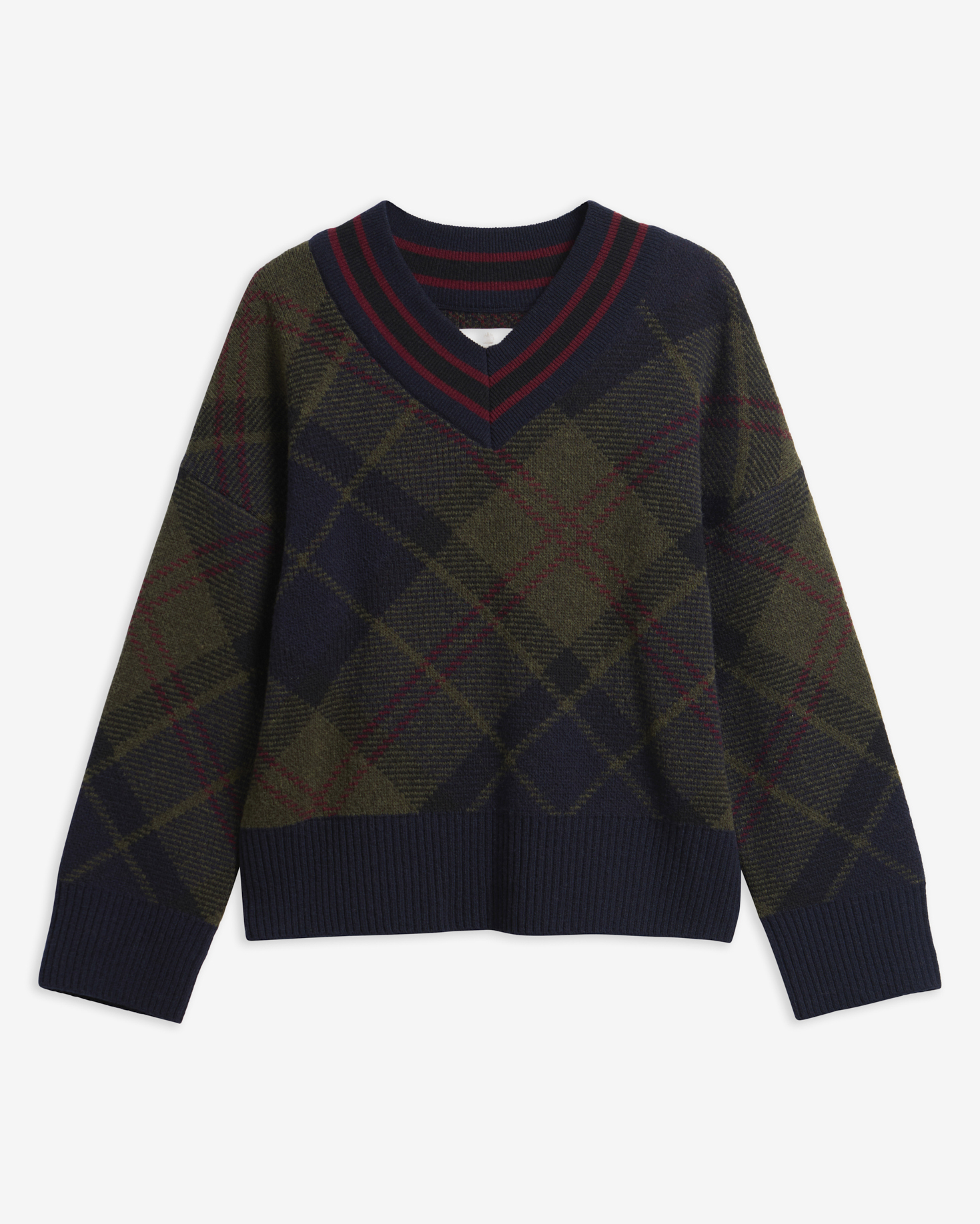 Shae V-Neck Tartan Wool Jumper Shadow Classic Tartan