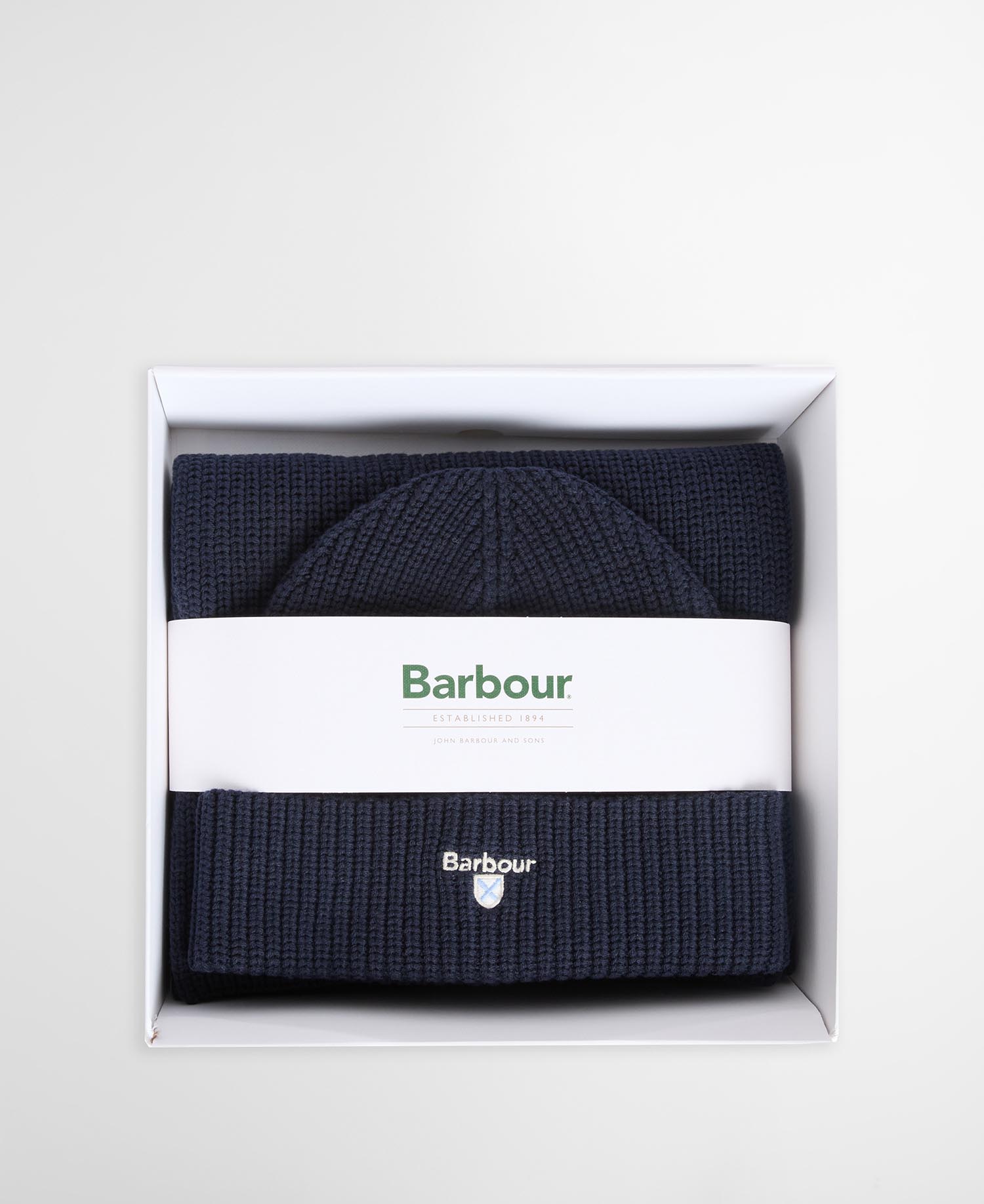 Barbour Geschenkset Beanie & Schal Cascade Navy