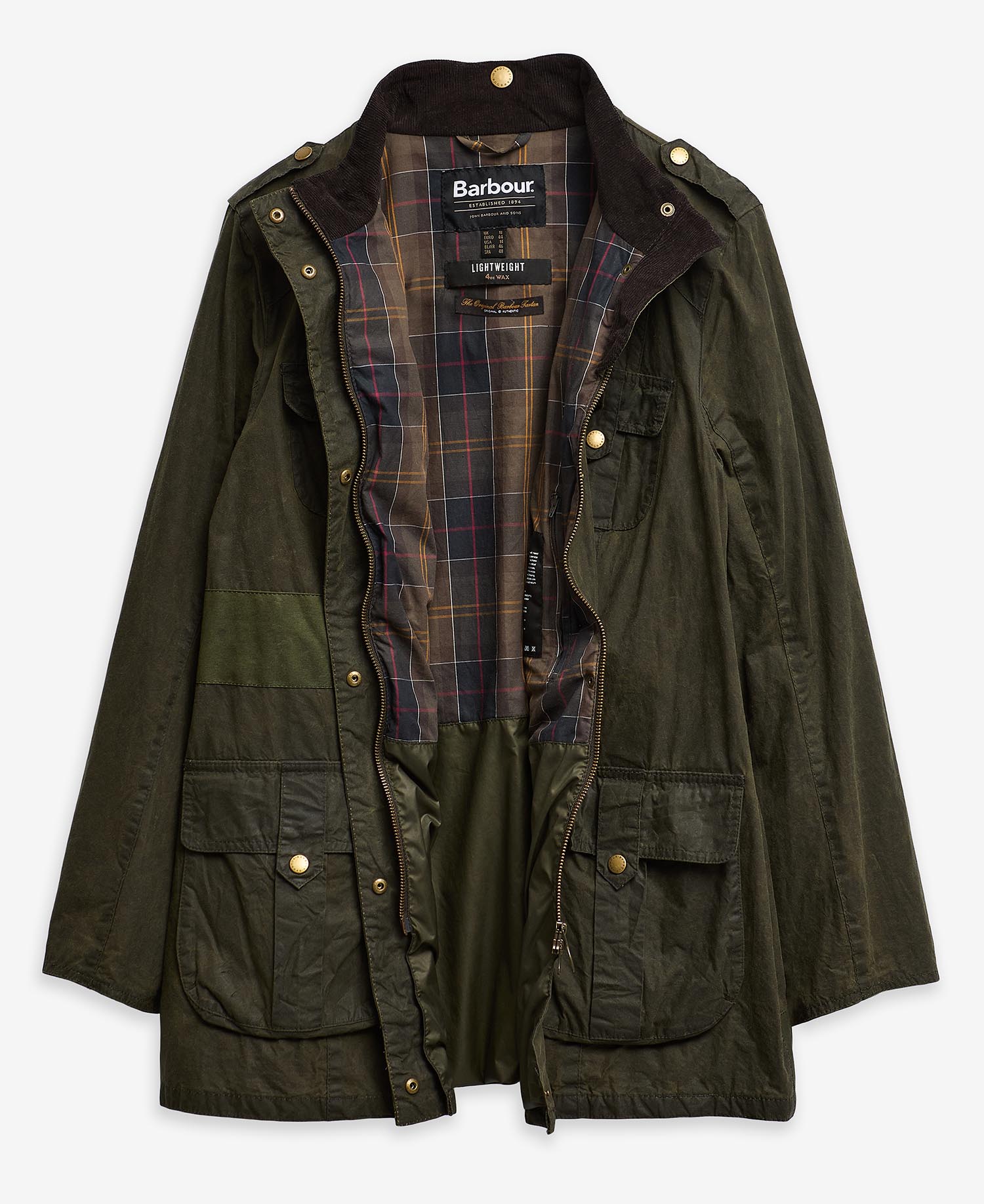 Barbour Re-Loved Defence Waxed Jacket - Size 18 Olive