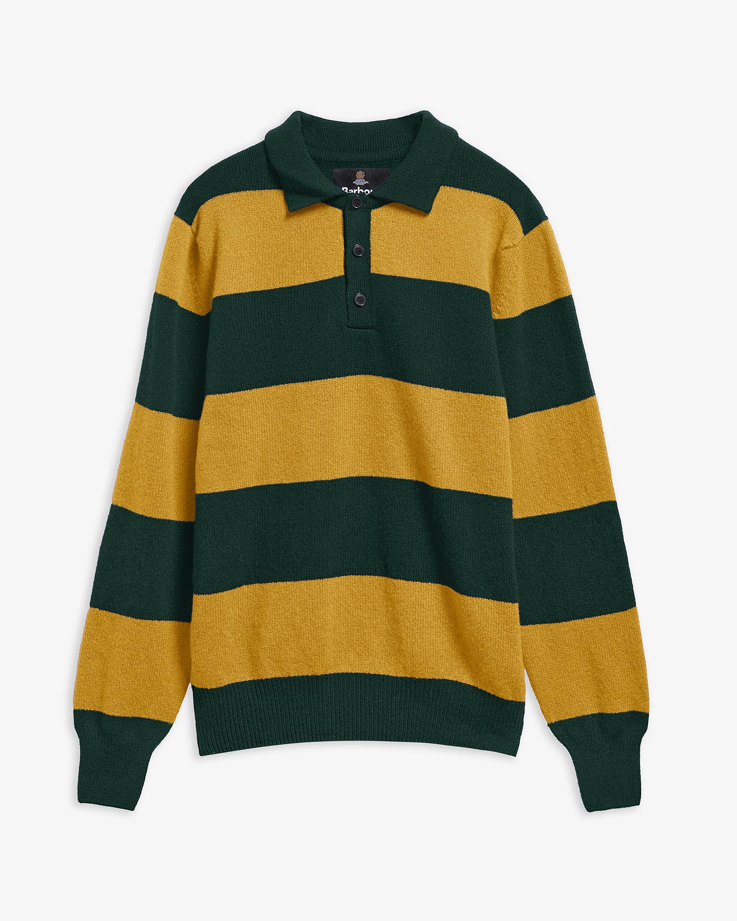 Barbour Woll-Poloshirt Scottish Made Striped Seaweed