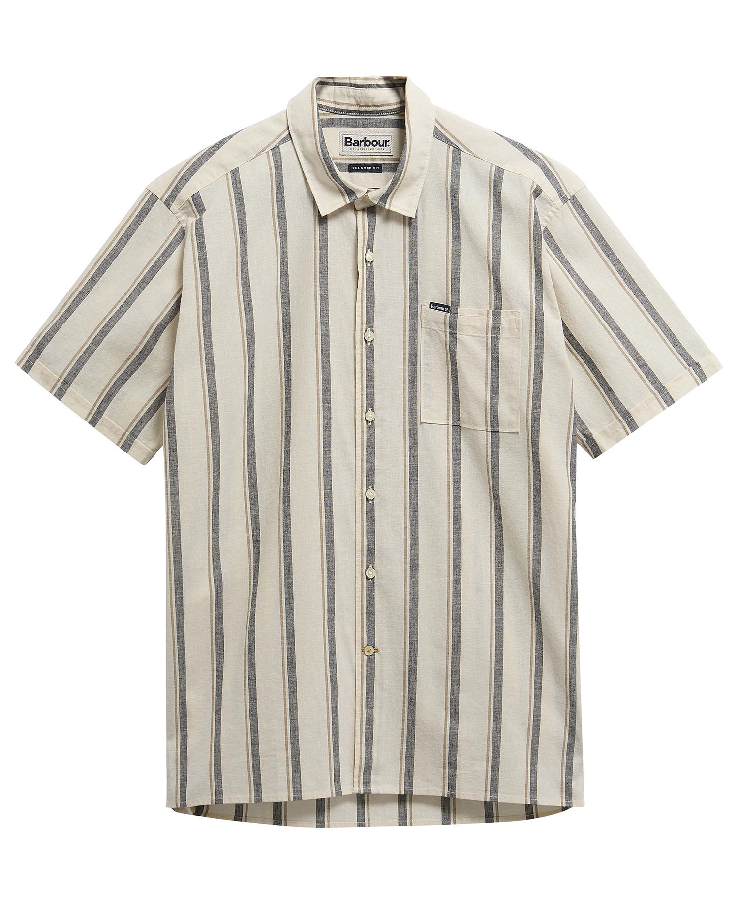 Kurzarmhemd Barkend Striped Whisper White