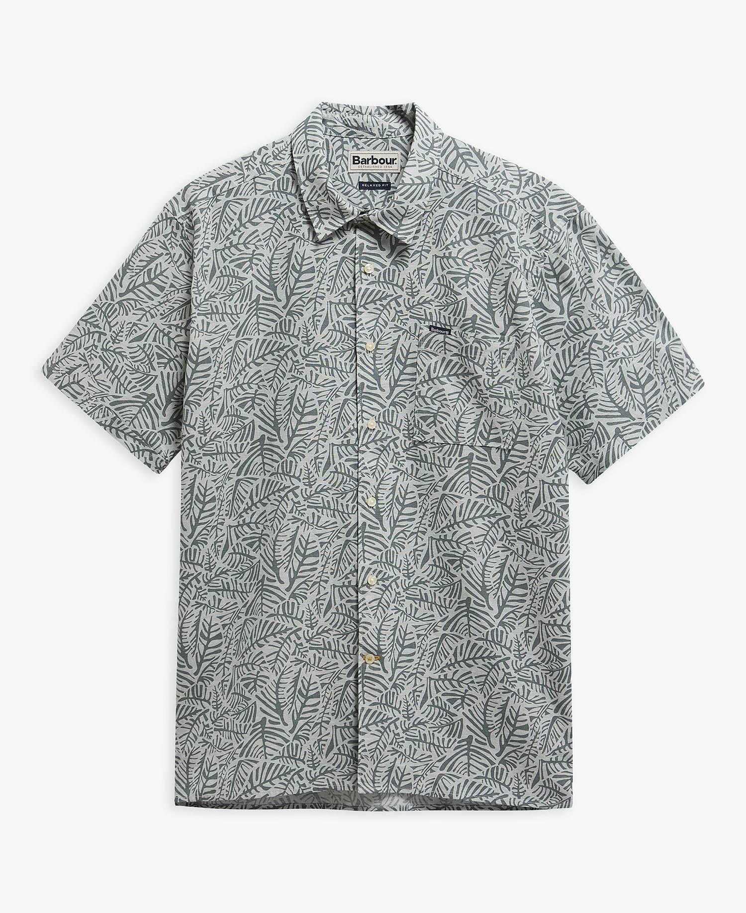 Dearham Printed Short-Sleeved Shirt Dusty Slate