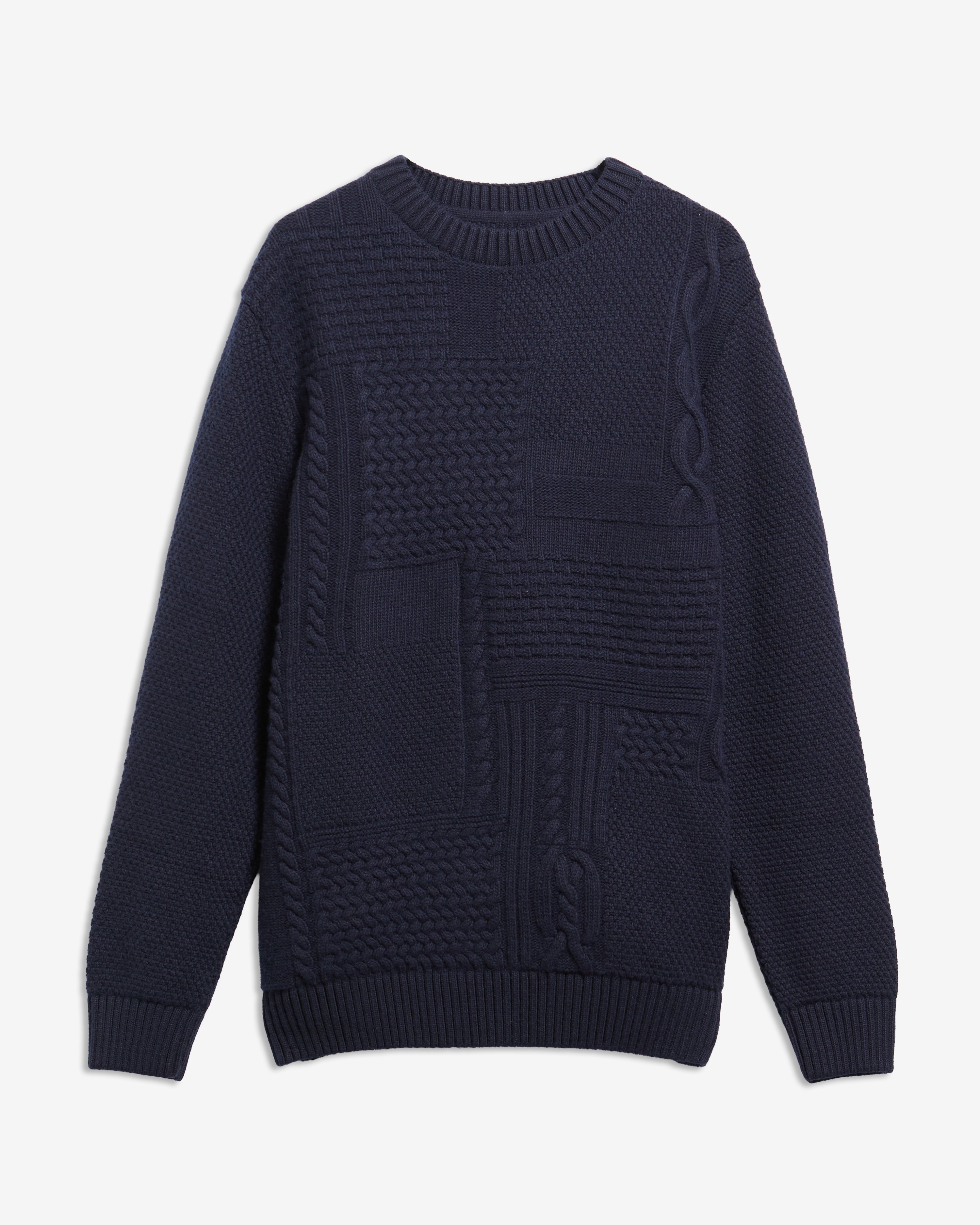 Casey Cable-Knit Crew Neck Jumper Navy