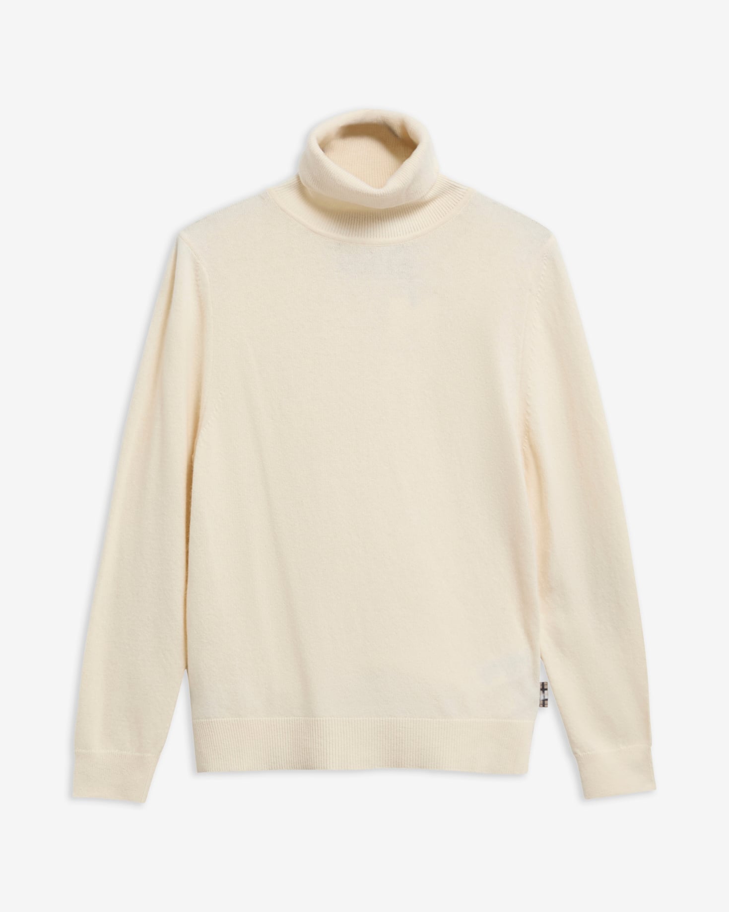 Pendle Roll-Neck Jumper Ecru/Birchwood Tartan
