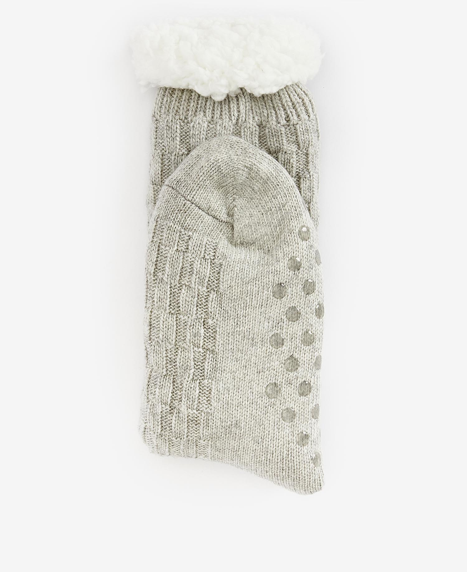 Cable Knit Lounge Socks Light Grey Marl