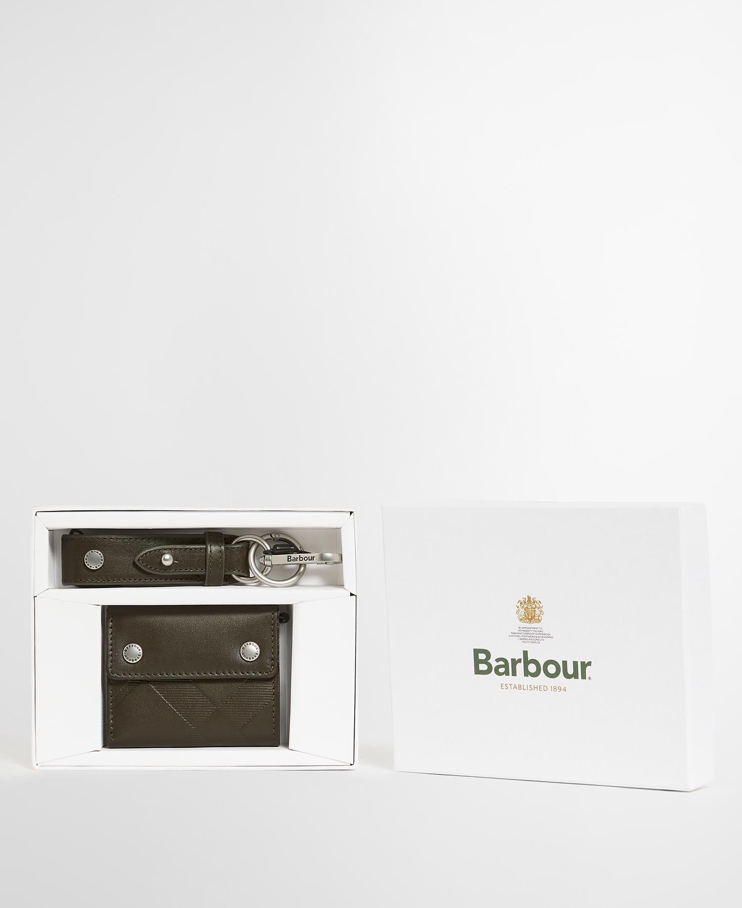 Barbour Geschenkset Lederportemonnaie & Schl&uuml;sselanh&auml;nger Brunton Dark Olive