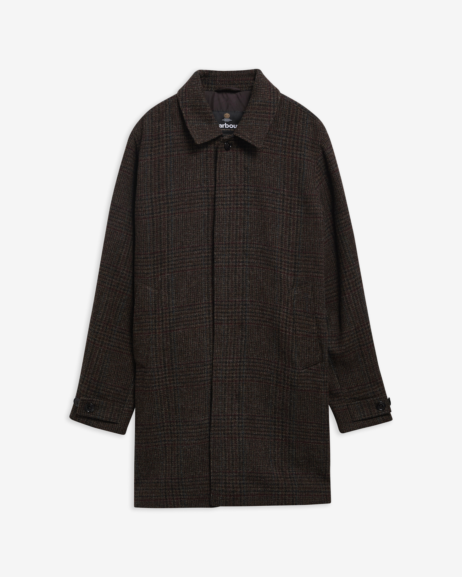 Lorden Check Wool Overcoat Dark Oak Check