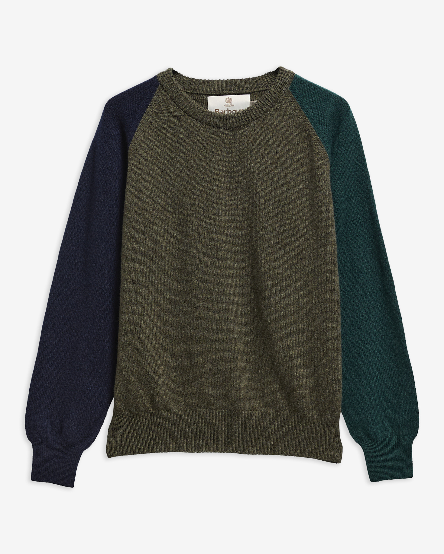 Barbour Wollpullover Scottish Made Bramley Rundhalsausschnitt Olive Multi