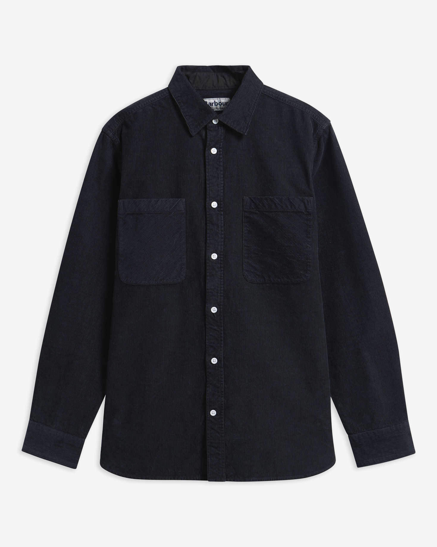 Camicia a coste sottili con maniche lunghe e taglio classico Dark Navy