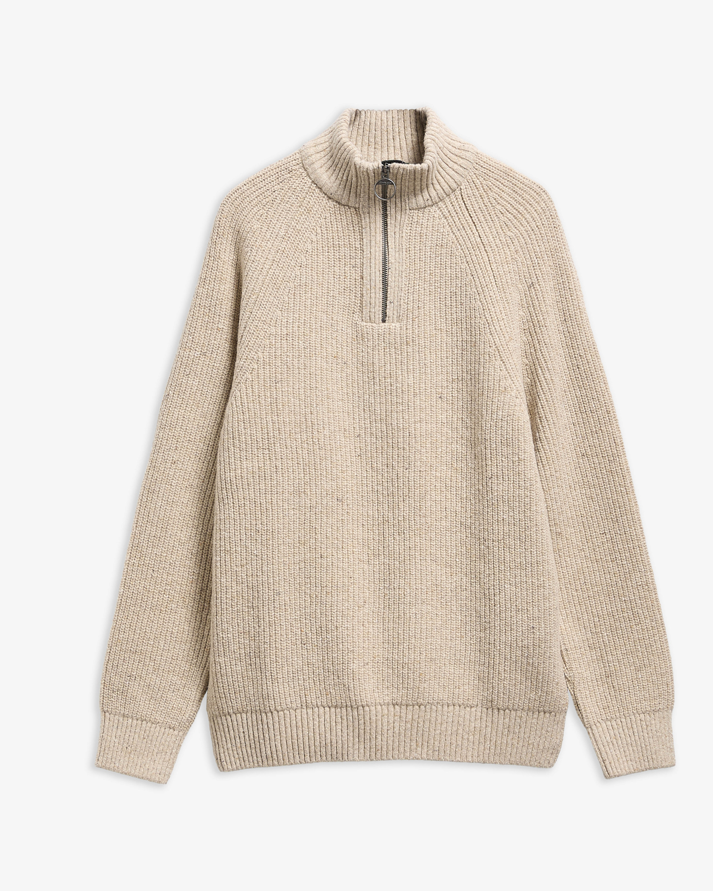 Maglione con zip corta Essentials in lana screziata Pearl