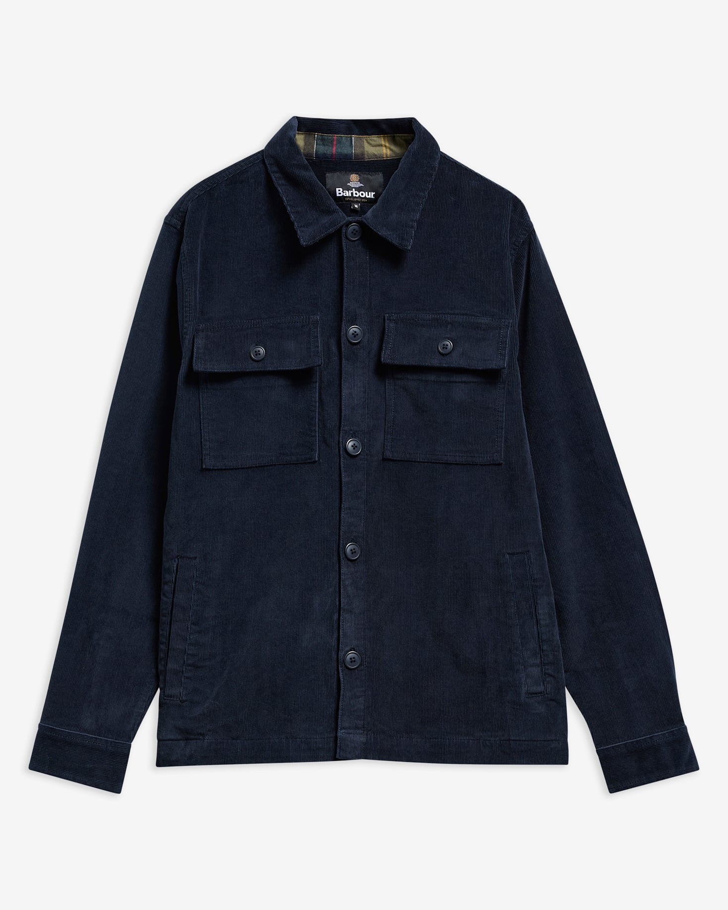 Barbour Cordovershirt Tartan Trimmed Navy